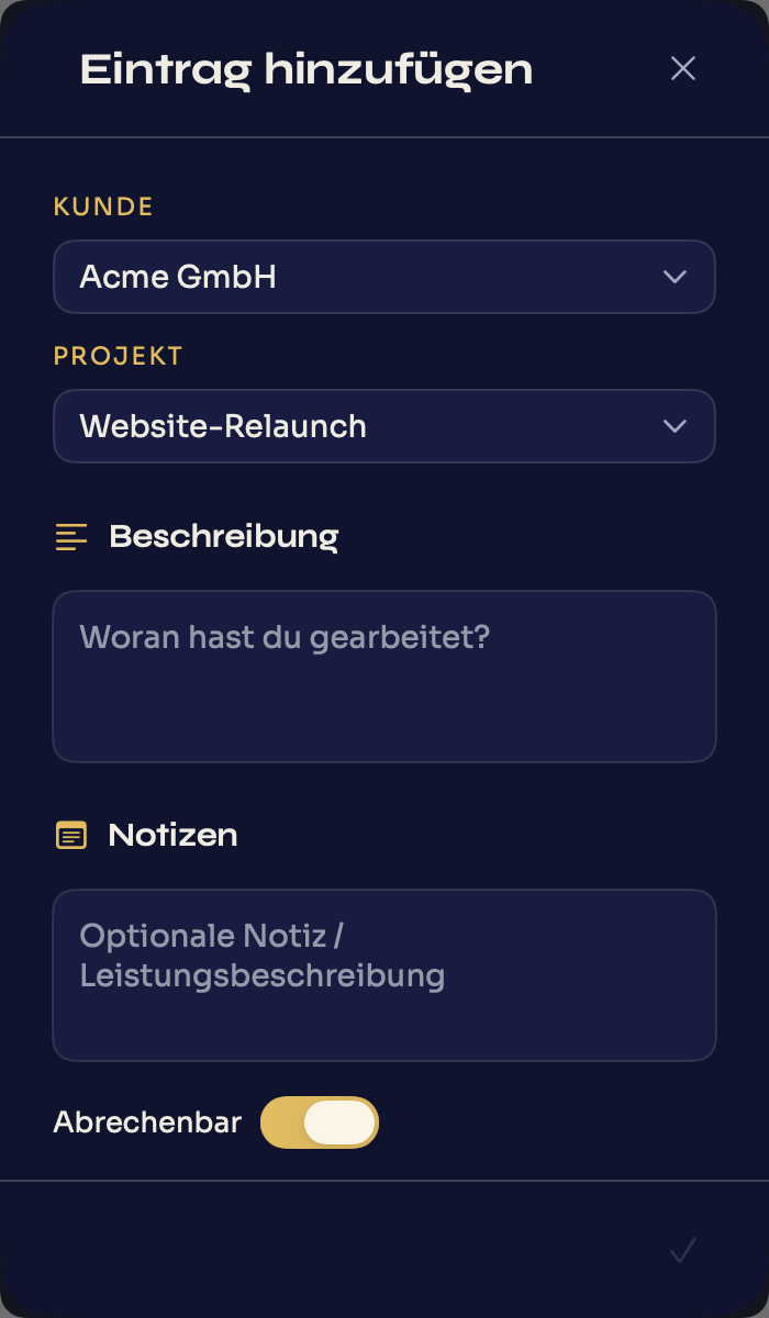 Døgn — Einen Eintrag hinzufügen